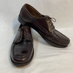 LL Bean Mens 14D Brown Leather Oxford Moc-Toe Shoes